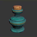 A Woman Holding Turquoise Decorative Bottle With Wooden Cork And Gold Accents