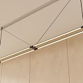 Modern Linear Pendant Light Hanging From Ceiling With Warm Glow And Metal Frame