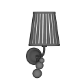 Modern Unique shaped Wall Lamp with Gray Pleated Lampshade Round Base and White Glass Balls