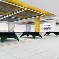 Indoor Table Tennis Fitness Training Area With Green Tables And Yellow Floor Lines