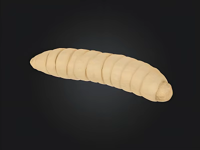 Cream Colored Rolled Dough Pastry With Sliced Segments On Black Background 3d model