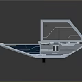 Futuristic Sci Fi Aircraft 3D Model With Geometric Wings Blue Transparent Sections And White Body