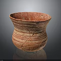 Red And Brown Striped Ceramic Bowl With Cracked Surface For Home Decor