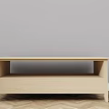Modern Light Wood Coffee Table Featuring Lower Shelf And Herringbone Floor 3d model