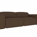 Modern Brown Leather Sofa With Rounded Armrest And Spacious Seating Design 3d model