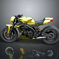 Sleek Shiny Metallic Golden Motorcycle With Modern Design Black Seat Tires