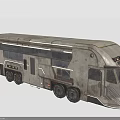 Rugged Industrial Recreational Vehicle With Long Body Multiple Windows Roof Equipment And Metallic Exterior