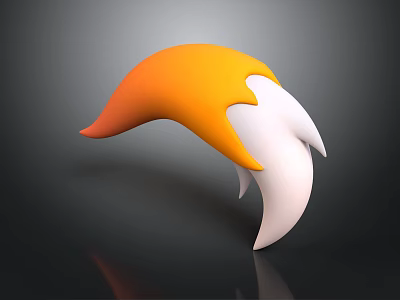 Abstract Orange And White Curved Structure 3D Design With Smooth Surface 3d model