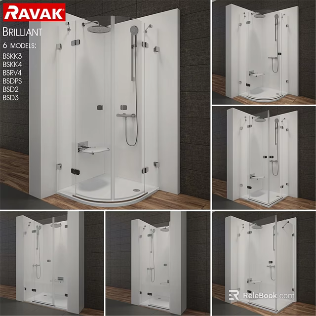Modern Shower Sauna Enclosure Design With Glass Doors And Chrome Fixtures 3d model 