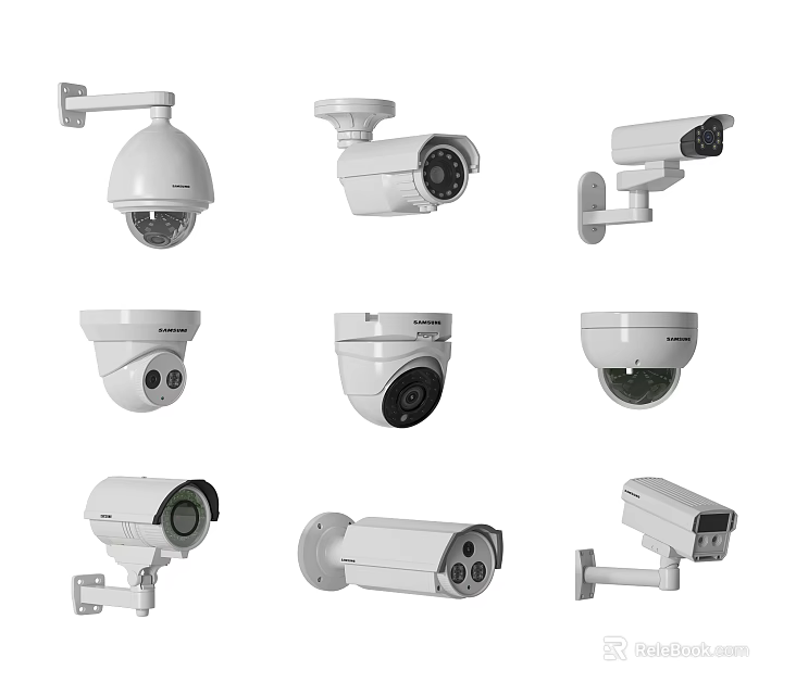 Different Types of Projection Monitoring Cameras with Various Shapes and Designs 3d model 