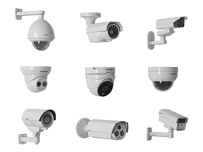 Different Types of Projection Monitoring Cameras with Various Shapes and Designs 3d model