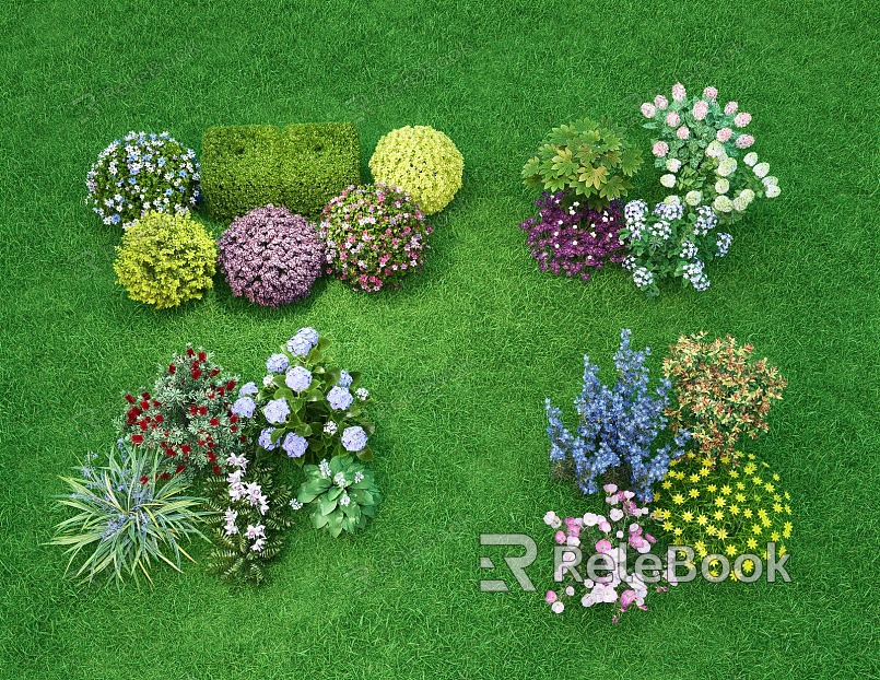 Flowers and flowers shrubs combination landscape green plant flowers and plants greening green plant pile flower border plant flower cluster model