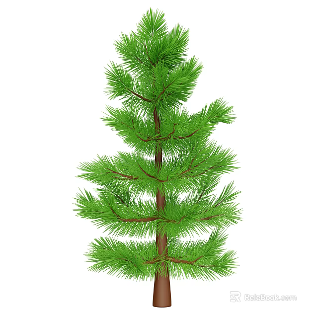 Tall Green Pine Tree With Lush Green Needles And Brown Trunk In Natural Setting 3d model 