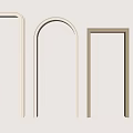 Door Frames in White Beige Gold Black with Rectangular Arched Designs on Light Wall 3d model