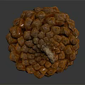 Close Up View Of Brown And Orange Pine Cone With Scaly Texture On Gray Background 3d model