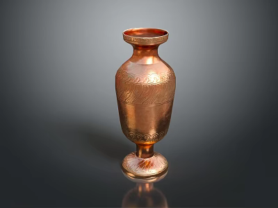 Handcrafted Copper Vase With Intricate Carved Patterns And Artistic Sculpture Design 3d model