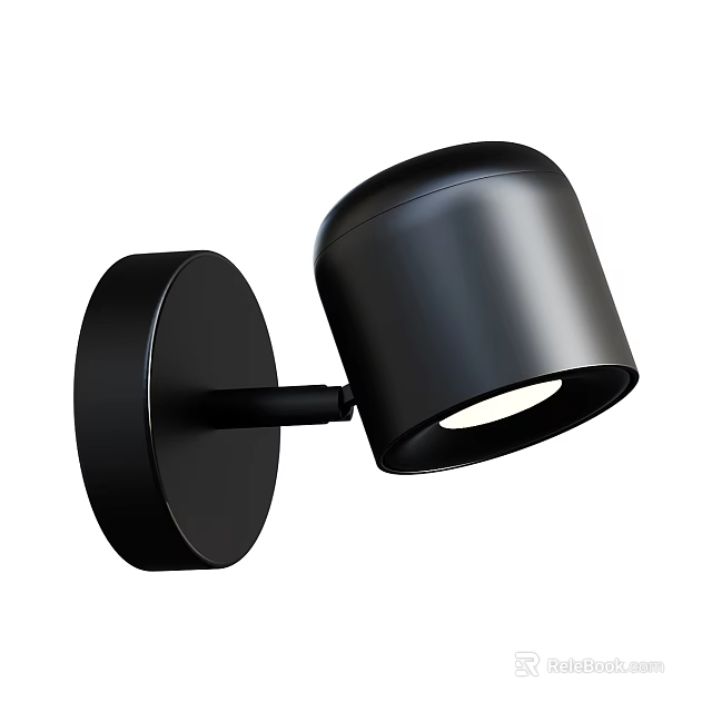Modern Black Wall Lamp With Circular Base And Adjustable Sleek Design 3d model