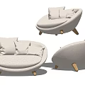 Nordic Single Sofa Fabric Single Sofa 3d model