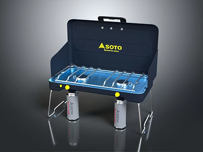 Portable SOTO Gas Stove With Double Burners And Folding Stand For Outdoor Cooking 3d model