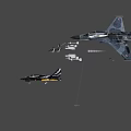 Black and White Fighter Jet With Serial Number 08803 And Emblems On Wings And Tail