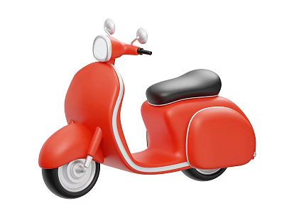 Red Classic Scooter With Black Leather Seat And White Accent Details 3d model