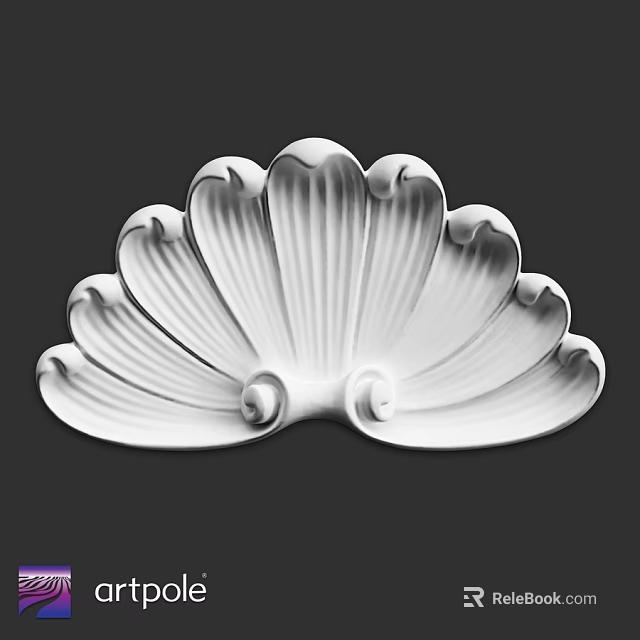 White Scalloped Decorative Component With Wavy Edges And Circular Ornaments 3d model 