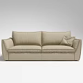 Modern Minimalist Beige Fabric Two-Seater Sofa With Cushioned Backrest And Comfortable Seating