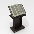 Dark Wooden Functional Table with Open Book for Reading 3d model