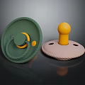 Colorful Baby Teething Toys With Green Rope Yellow Crescent And Pink Base Design