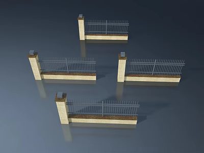 Sturdy Metal Swing Door Designs With Pillar Supports For Home Exteriors 3d model