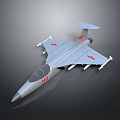 Silver Gray Fighter Jet Featuring Red Emblems Number 117 And Four Missile Launchers