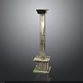 Decorative Classical Stone Column With Textured Shaft And Green Pedestal Base 3d model