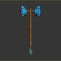 Mythical Golden Hammer With Blue Glowing Gemstones And Intricate Design