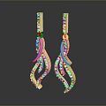 Elegant Golden Earrings With Curved Design And Sparkling Diamond Accents