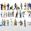 Modern 2D Worker Figure 3d model