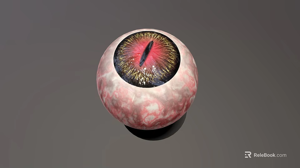 Game Movie Character Detailed Eyeball Design With Red Iris Gold Pupil and Textured Sclera 3d model 