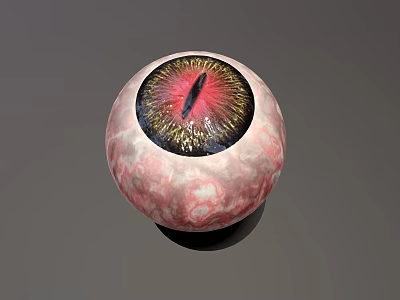 Game Movie Character Detailed Eyeball Design With Red Iris Gold Pupil and Textured Sclera 3d model