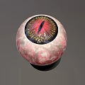 Game Movie Character Detailed Eyeball Design With Red Iris Gold Pupil and Textured Sclera