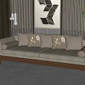 New Chinese-style double sofa 3d model
