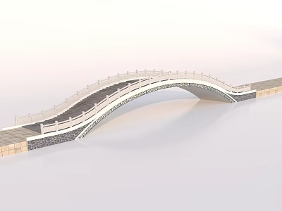 Elegant Traditional Arch Bridge Design With Stone Railings And Curved Steps 3d model