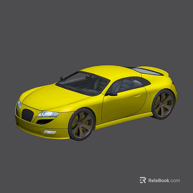 Yellow Sleek Sports Car With Two Door Design Black Wheels And 3D Rendering 3d model 