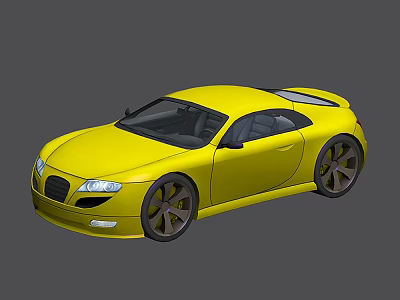 Yellow Sleek Sports Car With Two Door Design Black Wheels And 3D Rendering 3d model