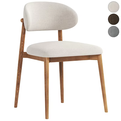 Modern Single Chair With Wooden Frame Beige Cushion And Color Options Dark Brown Gray 3d model