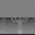 Modern White Wall Decor Featuring Tree Shape And Circuit Pattern Designs