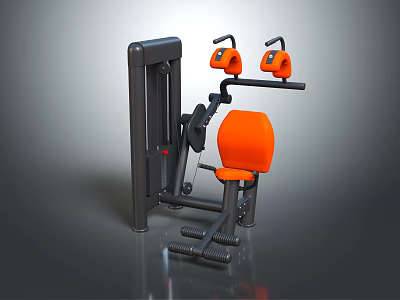 Strength Training Sports Equipment with Orange Seat Black Frame and Handles for Fitness Gym Workout 3d model