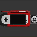 Red Handheld Game Console With Dual Screens Clamshell Design And Control Buttons 3d model