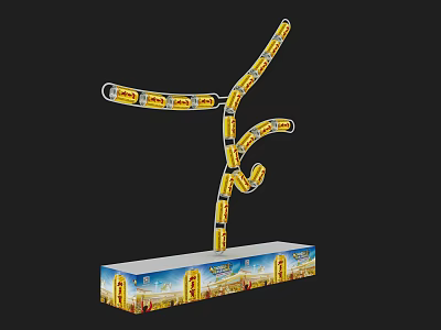 Maggi Yellow Packaging F Shaped Structure Photo Check In Spot With Brand Base Design 3d model