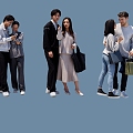 Many people couple group people 3d model