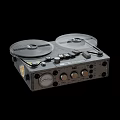 Vintage Reel to Reel Tape Recorder with Silver Metal Body and Control Knobs