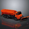 Orange Dump Truck With Front Snow Plow For Winter Snow Removal